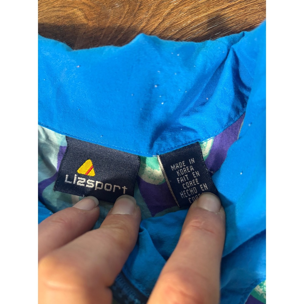 Lizsport Floral Print Pullover Jacket Anorak Windbreaker Blue Spring Summer‎ L - Picture 8 of 8